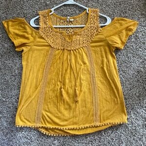 Cato Mustard Yellow Crochet Blouse